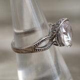 Vintage Sterling CZ Cocktail Ring 6.75