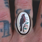 Vintage Sterling Inlaid Stone Bird Ring 10