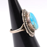 Vintage Sterling Turquoise Roper Ring 7