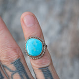 Vintage Sterling Turquoise Roper Ring 2.5