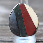 Vintage Sterling Multistone Inlay Ring 9