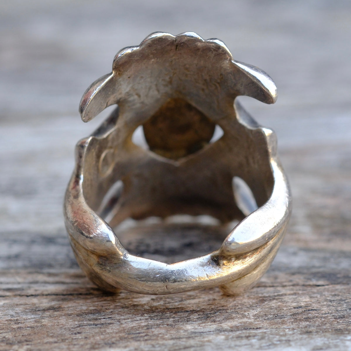Vintage Sterling Coral Sandcast Ring 5