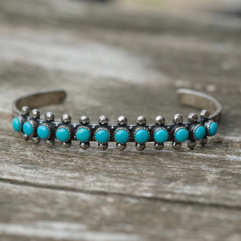 Vintage Sterling Snake Eye Turquoise Cuff