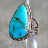 Vintage Sterling Turquoise Roper Ring 4.5