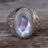 Vintage Sterling Abalone Thunderbird Ring 11.5