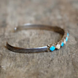 Vintage Sterling Turquoise and Mother Of Pearl Inlay Cuff