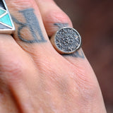 Vintage Sterling Silver Aztec Calendar Ring 7.75