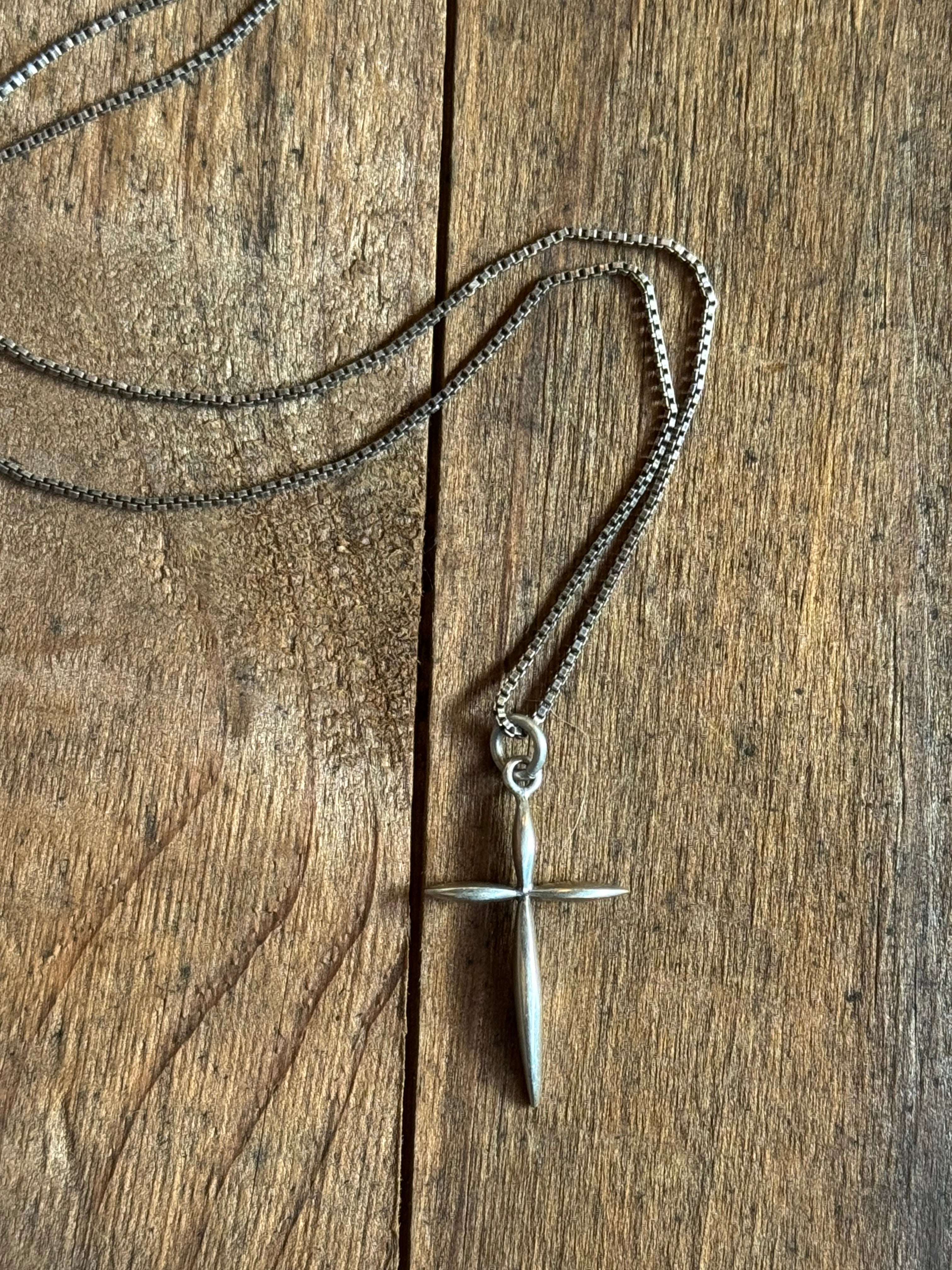 Vintage Sterling Silver Cross Necklace