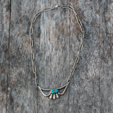 Vintage Sterling Sandcast Turquoise Necklace 14.5"