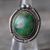 Vintage Sterling Turquoise Roper Ring 4.5