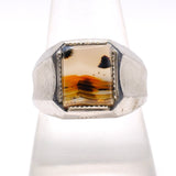 Vintage Sterling Agate Signet Ring 9.75