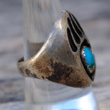 Vintage Sterling Turquoise Bear Paw Ring 9.5