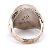 Vintage Sterling Turquoise Ribbed Band Ring 11.75