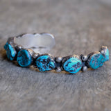 Vintage Sterling 9-Stone Turquoise Cuff Bracelet
