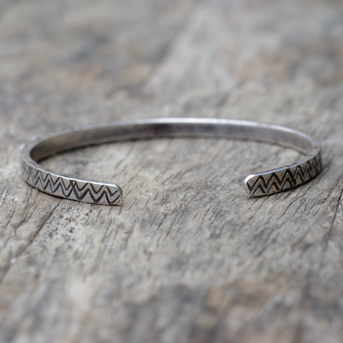 Vintage Sterling Silver Stamped Cuff Bracelet