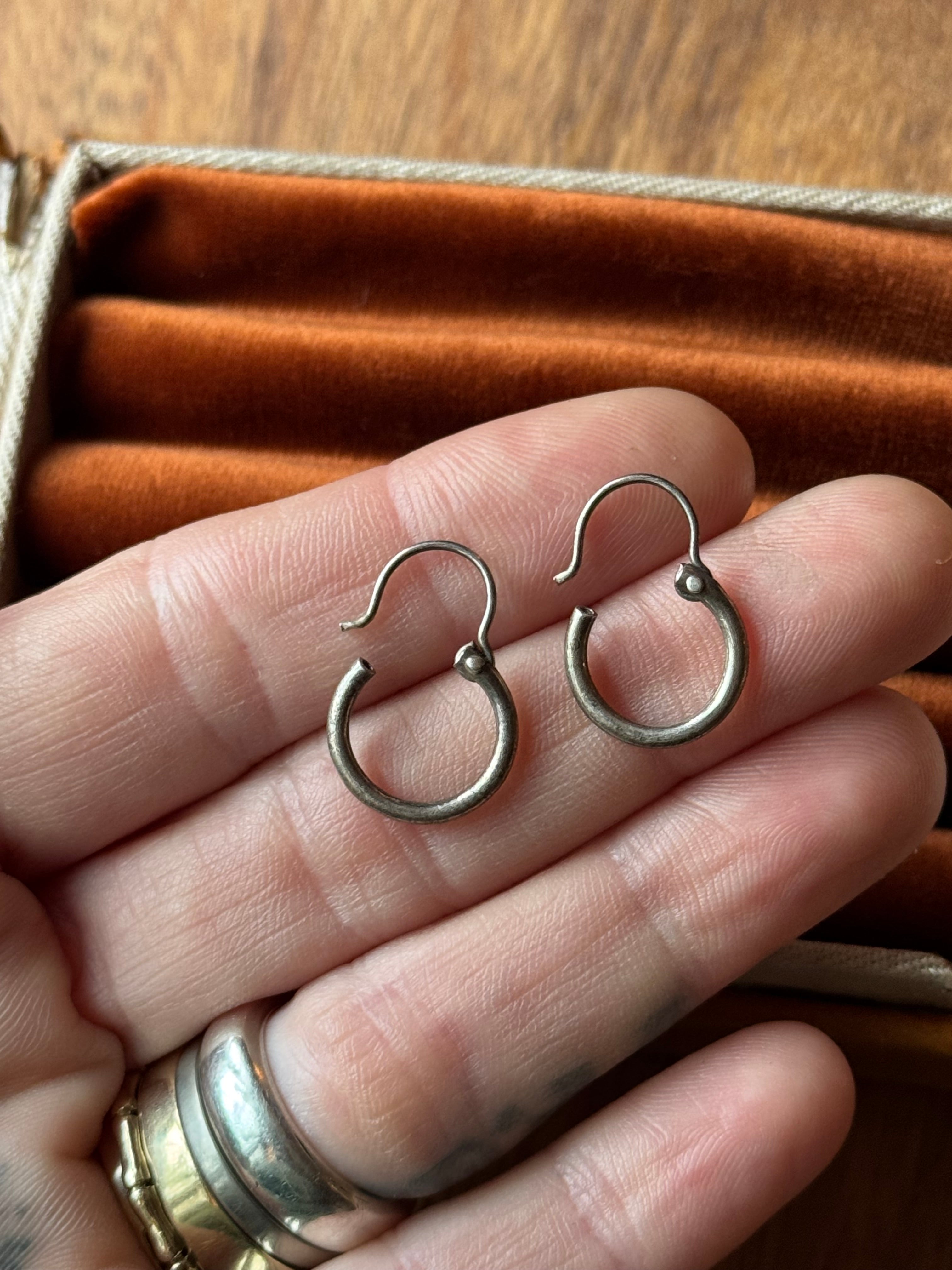Vintage Sterling Silver Latch Hoops