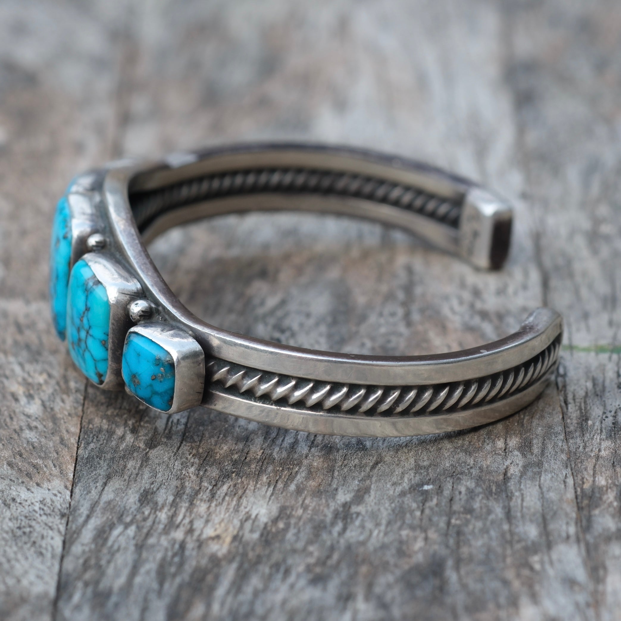 Vintage Sterling 5-Stone Turquoise Bracelet