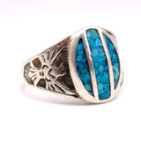 Vintage Sterling Crushed Turquoise Inlay Thunderbird Ring 13