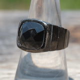 Vintage Sterling Hematite Signet Ring 8
