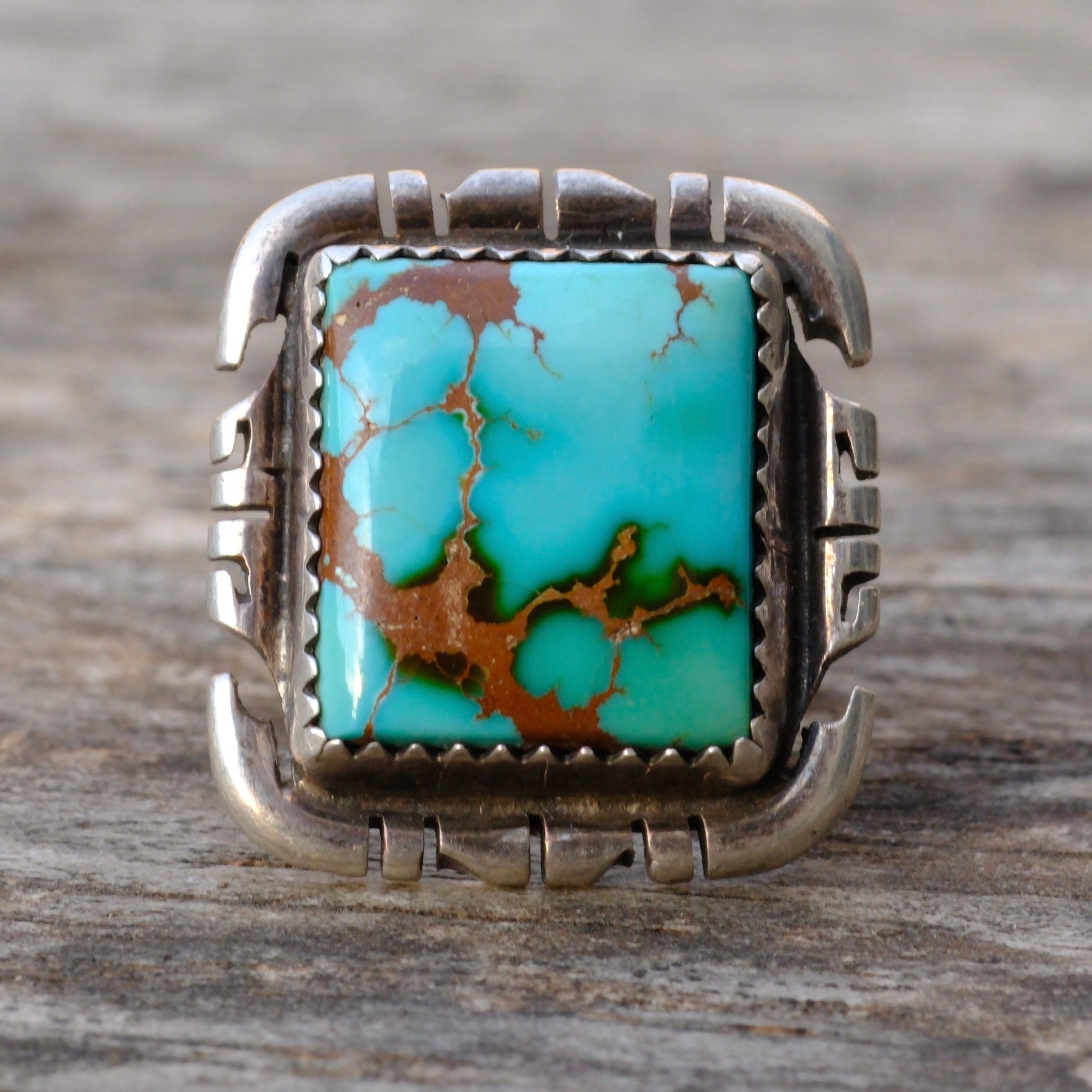 Vintage Sterling Silver Turquoise Ring 6.5