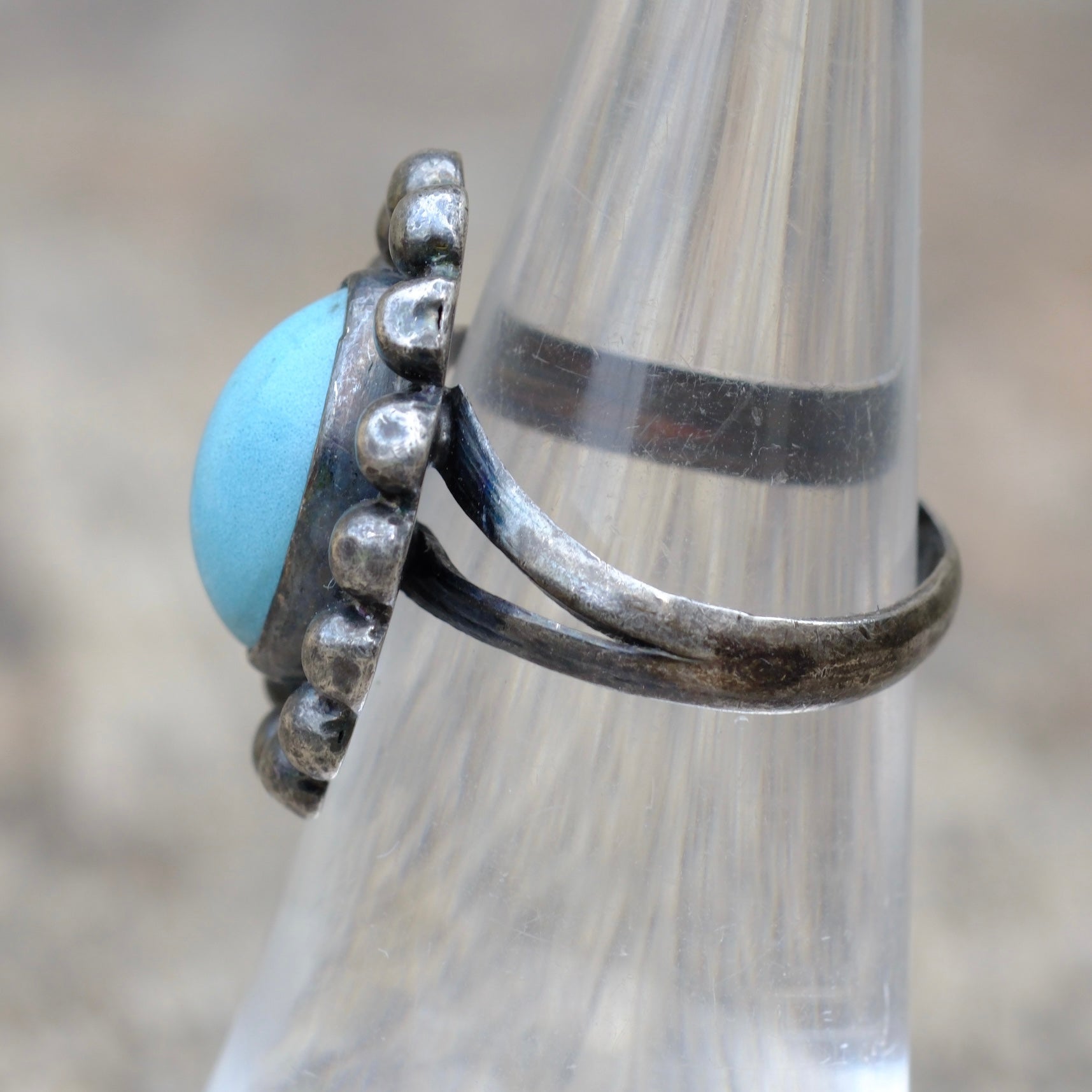 Vintage Sterling Turquoise Ring 5.25
