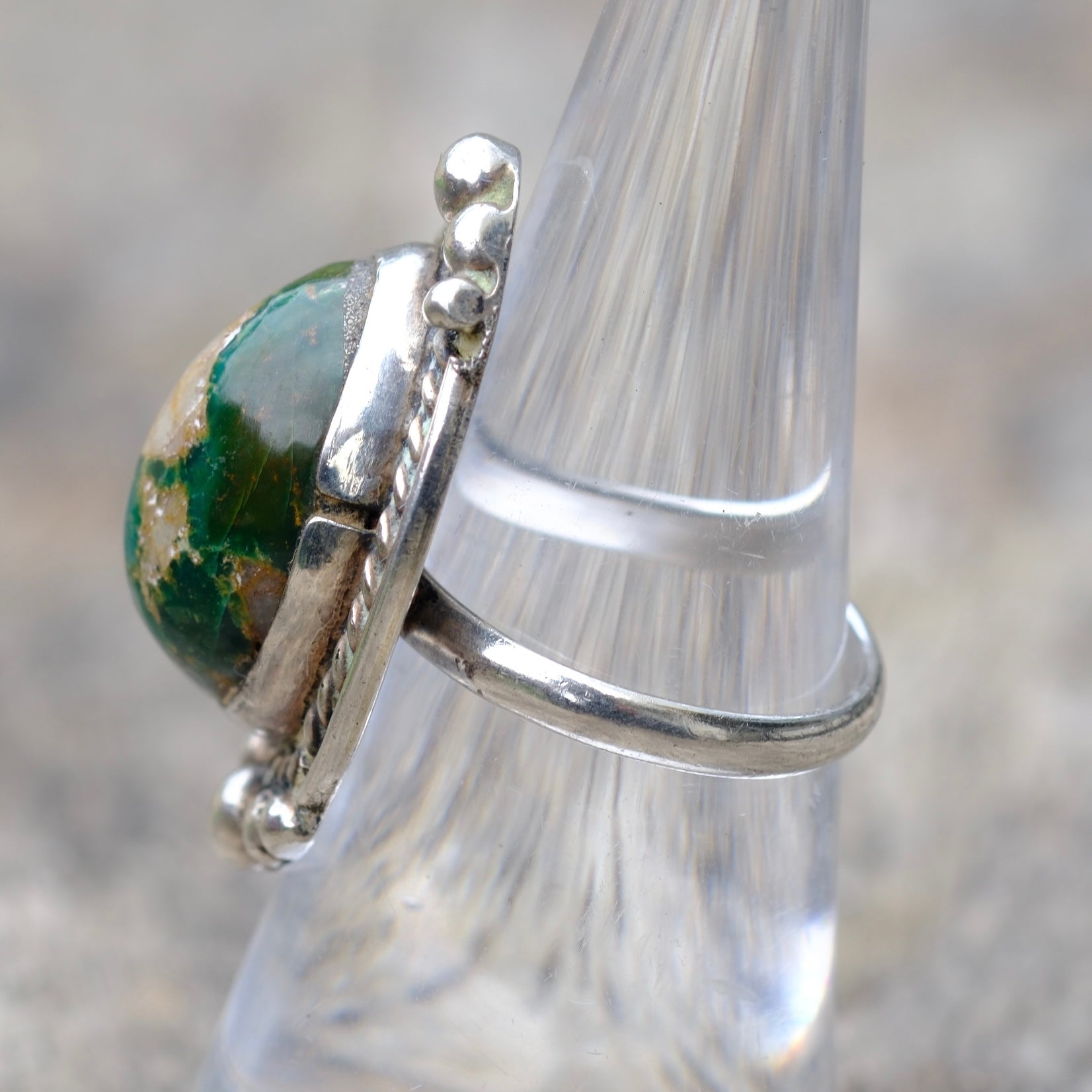 Vintage Sterling Turquoise Roper Ring 6.5
