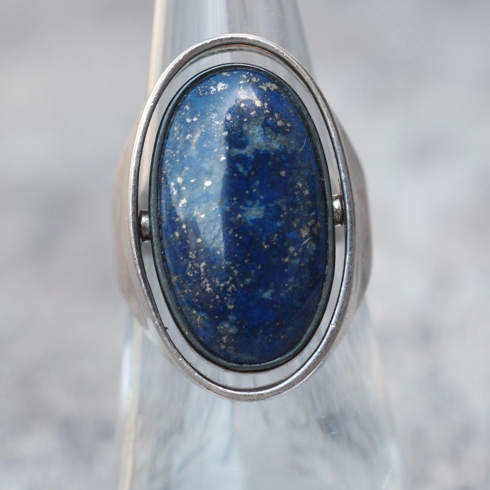 Vintage Sterling Turquoise and Lapis Reversible Ring 5.5