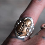 Vintage Sterling and Copper Feathers Ring 8