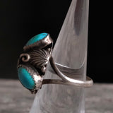 Vintage Sterling Turquoise Feather Ring 6.25
