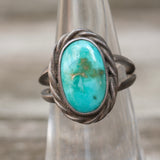 Vintage Sterling Turquoise Roper Ring 6