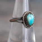Vintage Sterling Turquoise Roper Ring 5.25