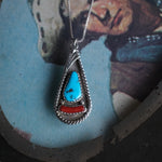 Vintage Sterling Turquoise and Coral Necklace