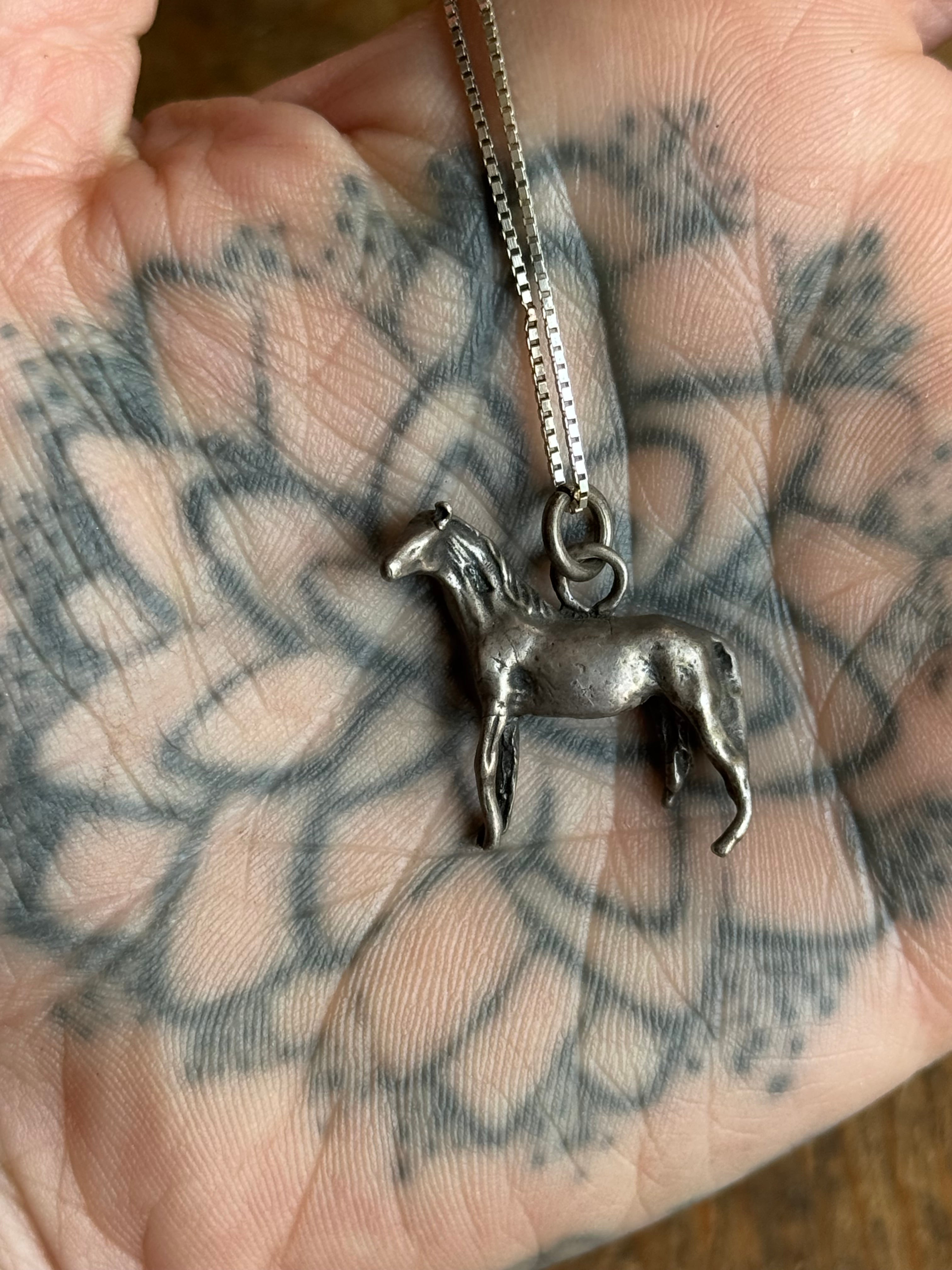 Vintage Sterling Silver Horse 20" Necklace
