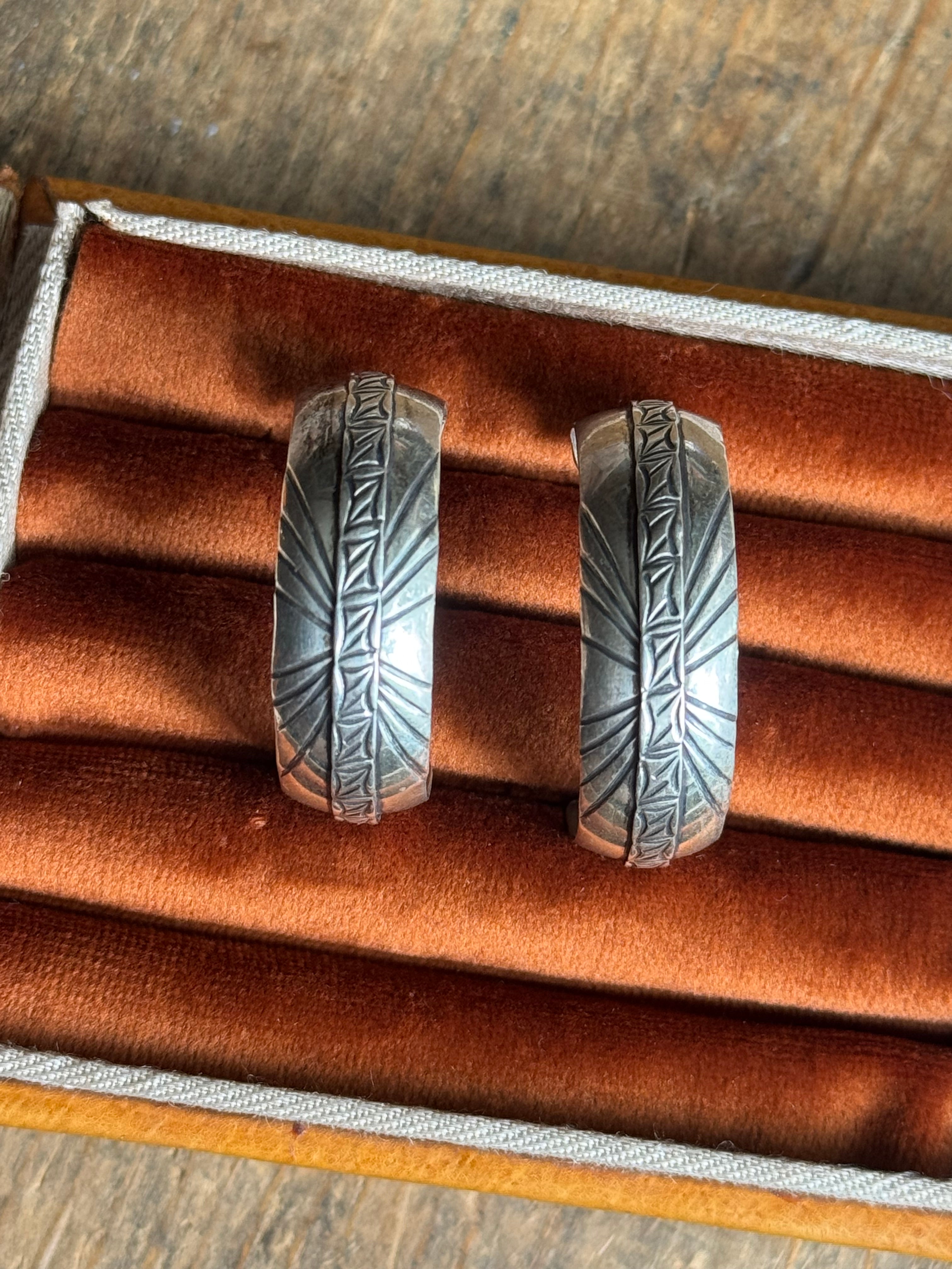 Vintage Sterling Silver Stamped Hoops