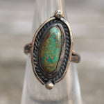 Vintage Sterling Turquoise Roper Ring 5.25