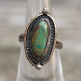 Vintage Sterling Turquoise Roper Ring 5.25