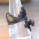 Vintage Sterling Coral Ring 8.25