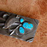 Vintage Sterling 3-Stone Turquoise Ladies Belt Buckle