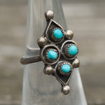 Vintage Sterling Turquoise Cluster Ring 5.25