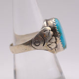 Vintage Sterling Turquoise Stamped Band Ring 8.25