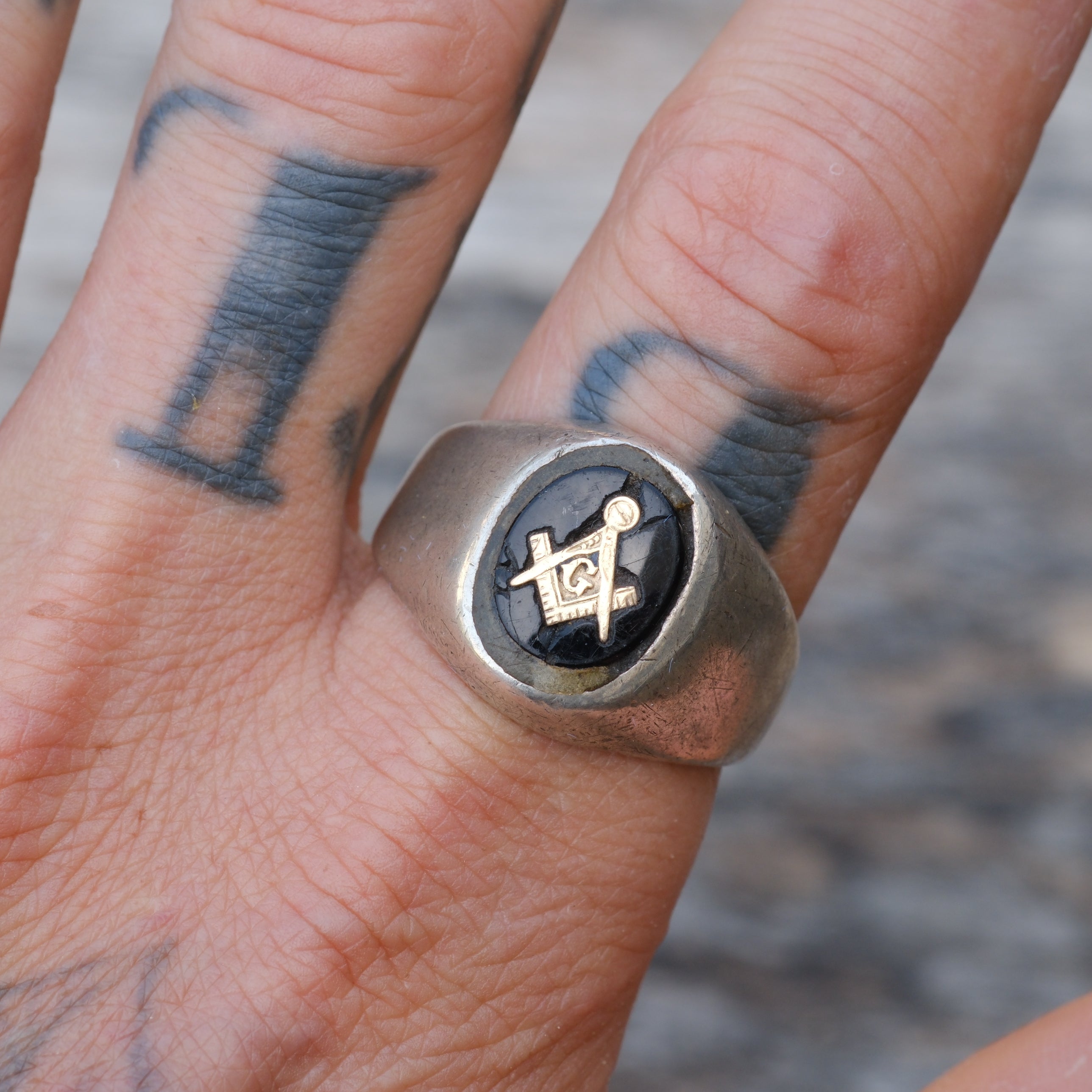 Vintage Sterling Freemasons Signet Ring 12.25