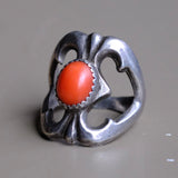 Vintage Sterling Coral Sandcast Ring 6.25