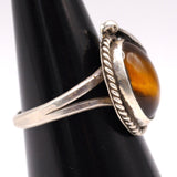 Vintage Sterling Tigers Eye Feather Ring 7