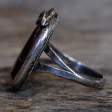 Vintage Sterling Mexican Agate Feather Ring 11.25