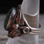 Vintage Sterling Malachite Feather Ring 9.5