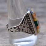Vintage Sterling Multistone Inlay Thunderbird Ring 11.25