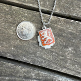 Vintage Sterling Enamel Lion Crest Necklace