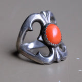 Vintage Sterling Coral Sandcast Ring 6.25