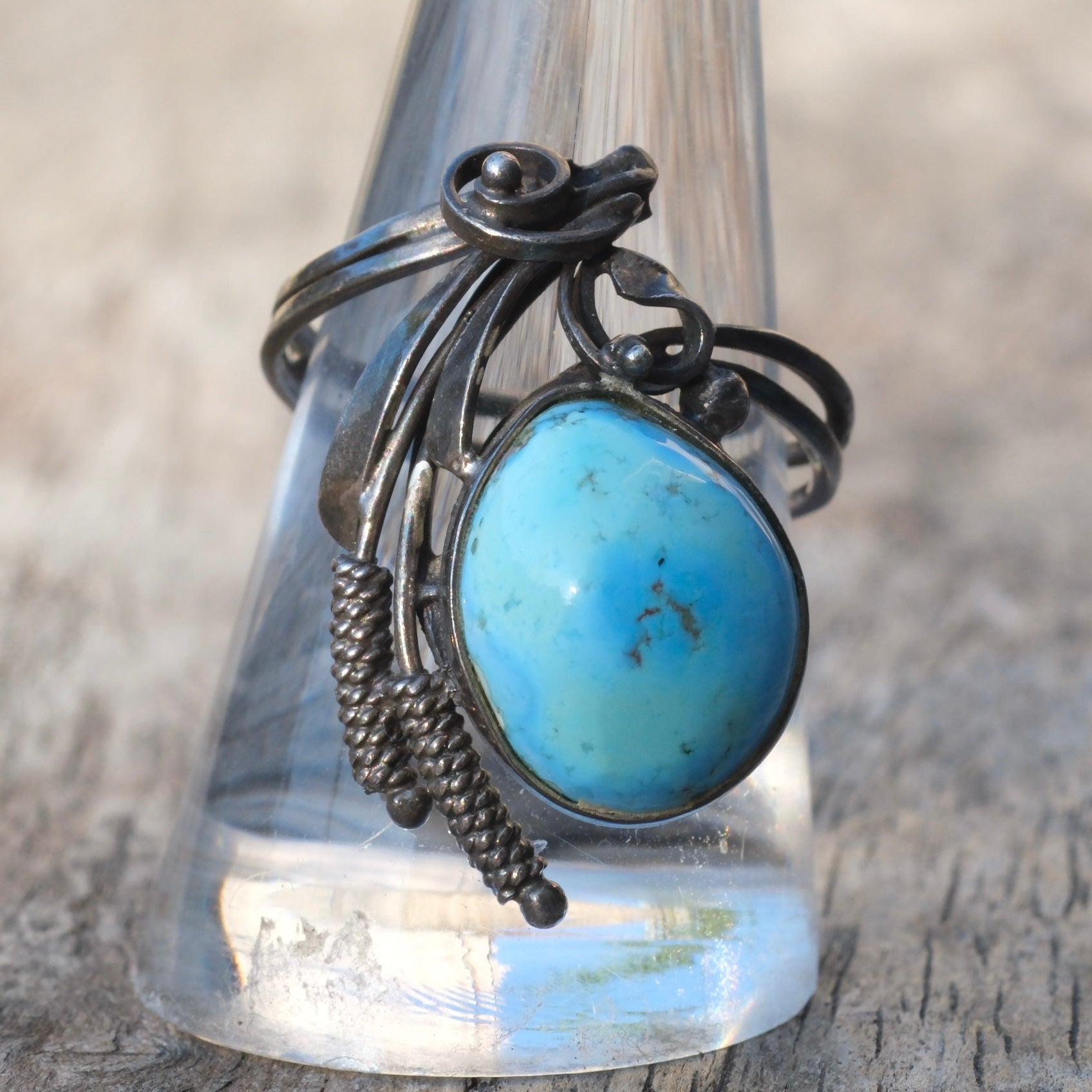 Vintage Sterling Larimar Ring 8.75