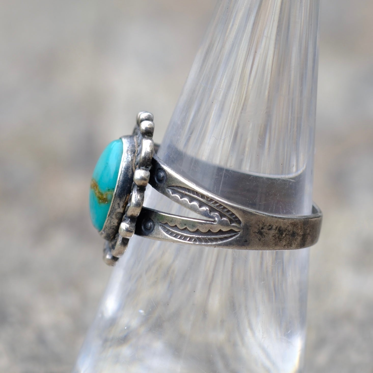 Vintage Sterling Turquoise Ring 6.75